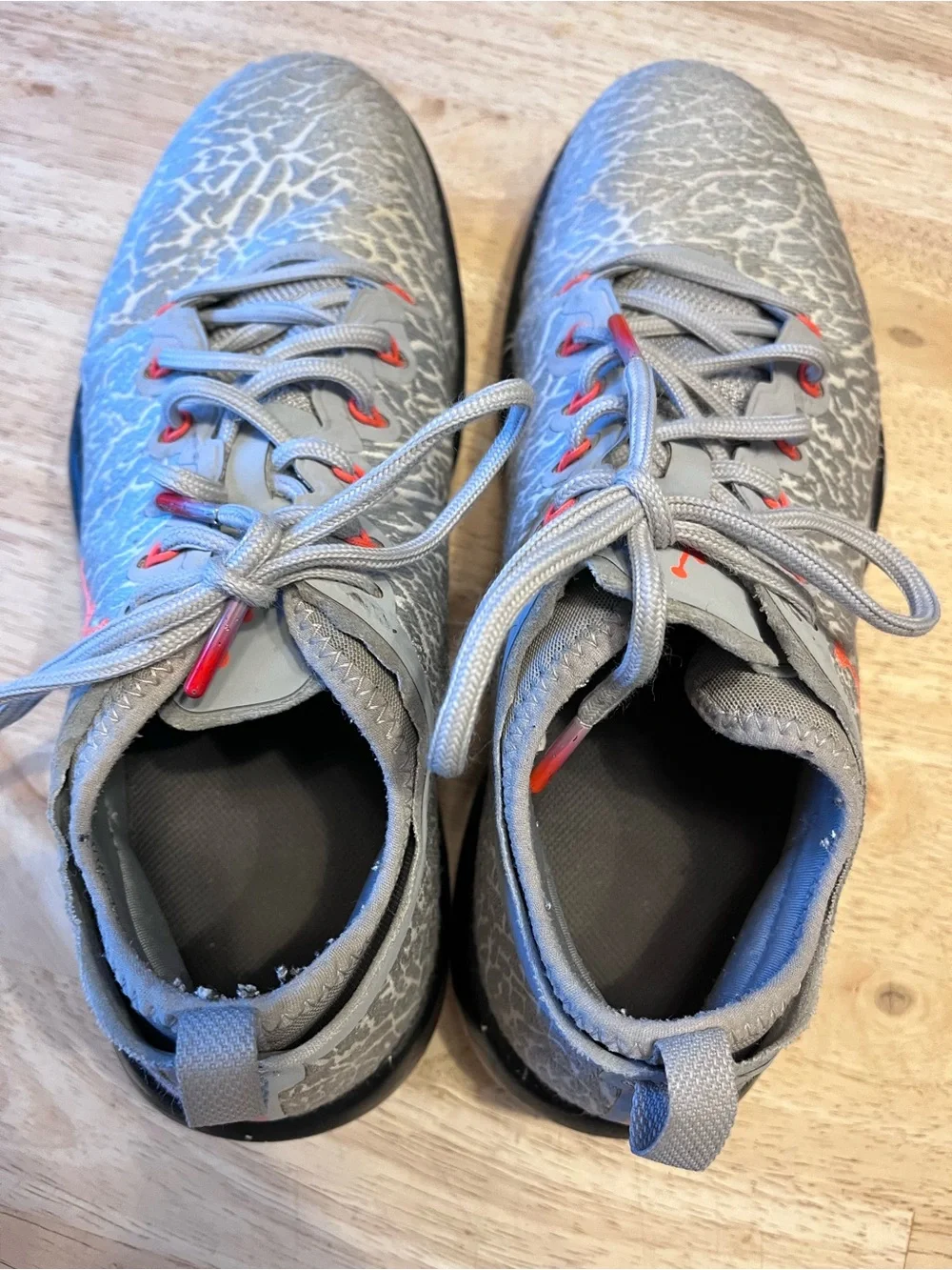 Jordan Gray Sneakers with Coral Eyelet Accents